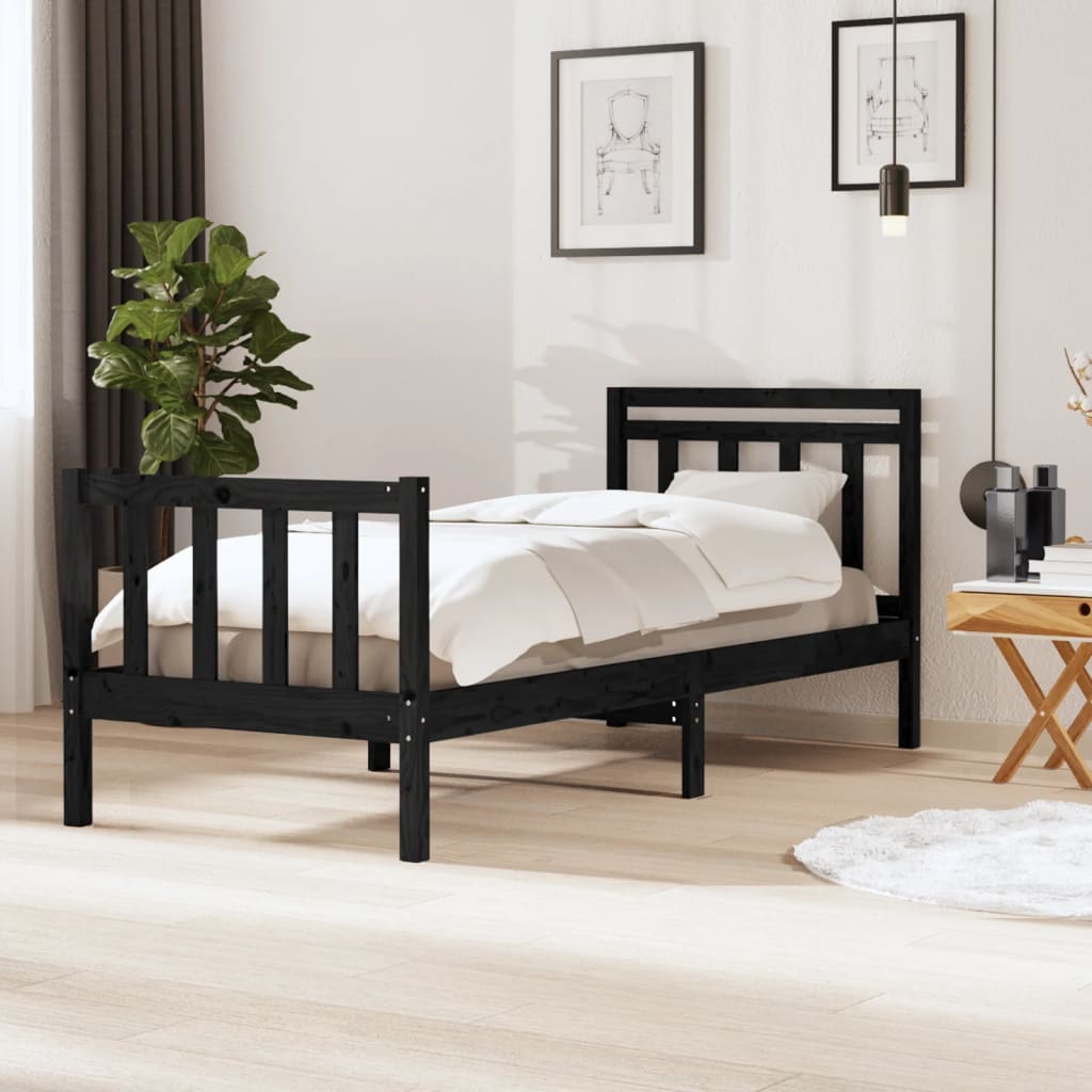 Sengeramme svart heltre 100x200 cm
