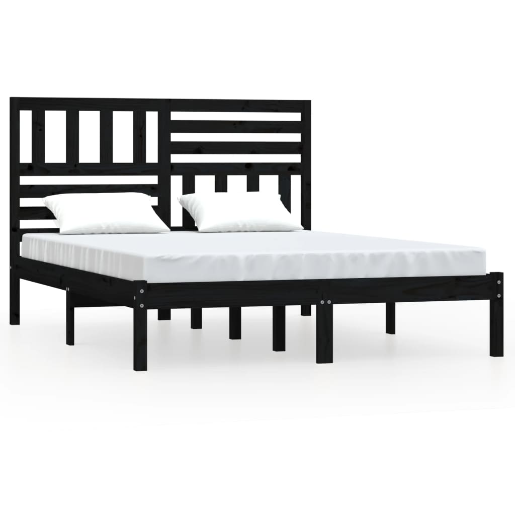 Sengeramme svart heltre furu 140x190 cm
