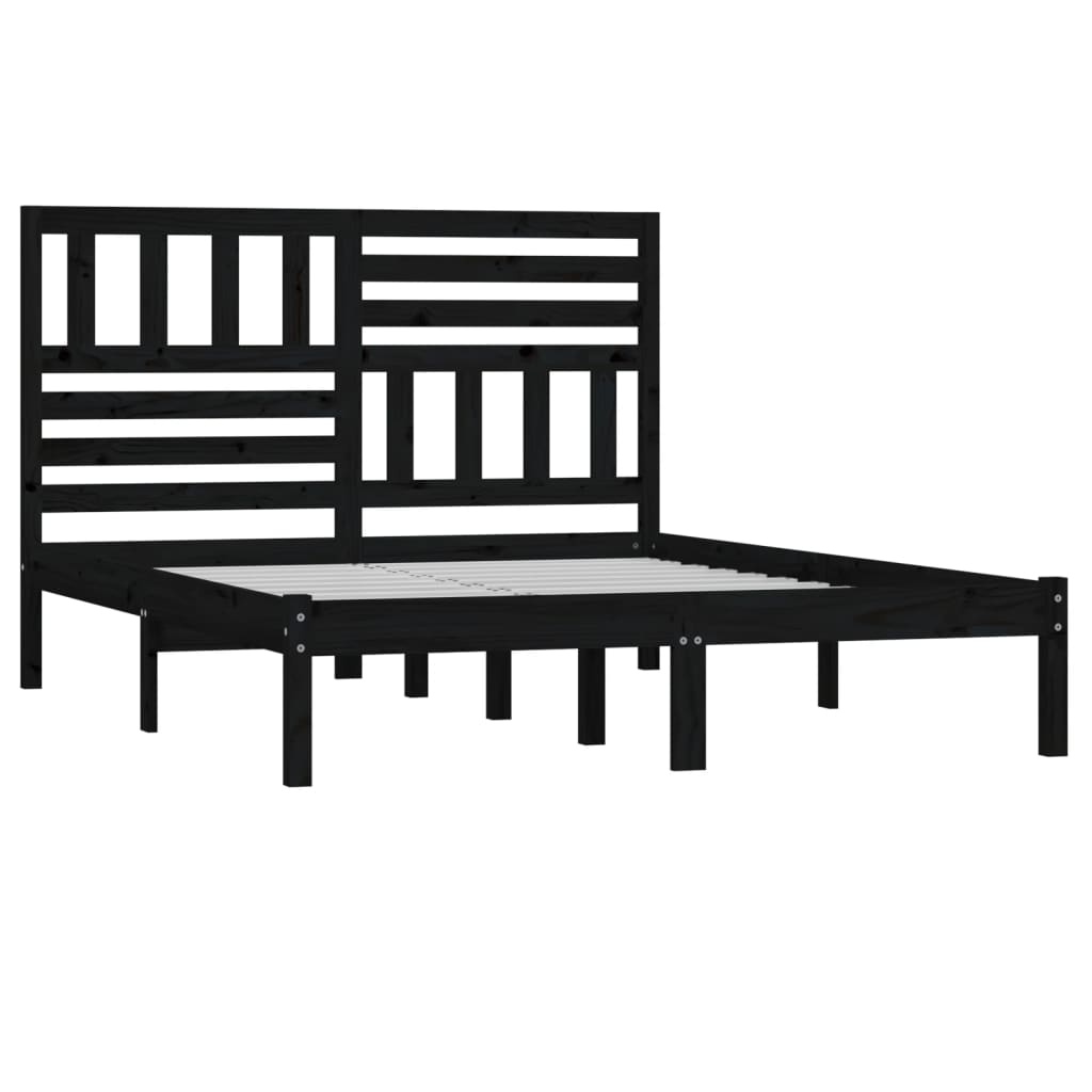 Sengeramme svart heltre furu 140x190 cm