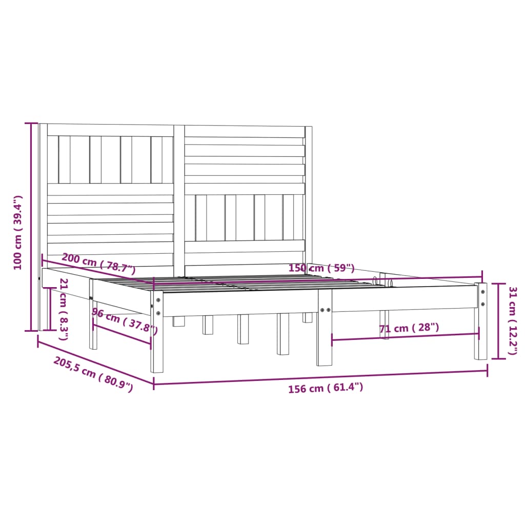 Seniorseng svart 150x200 cm heltre furu