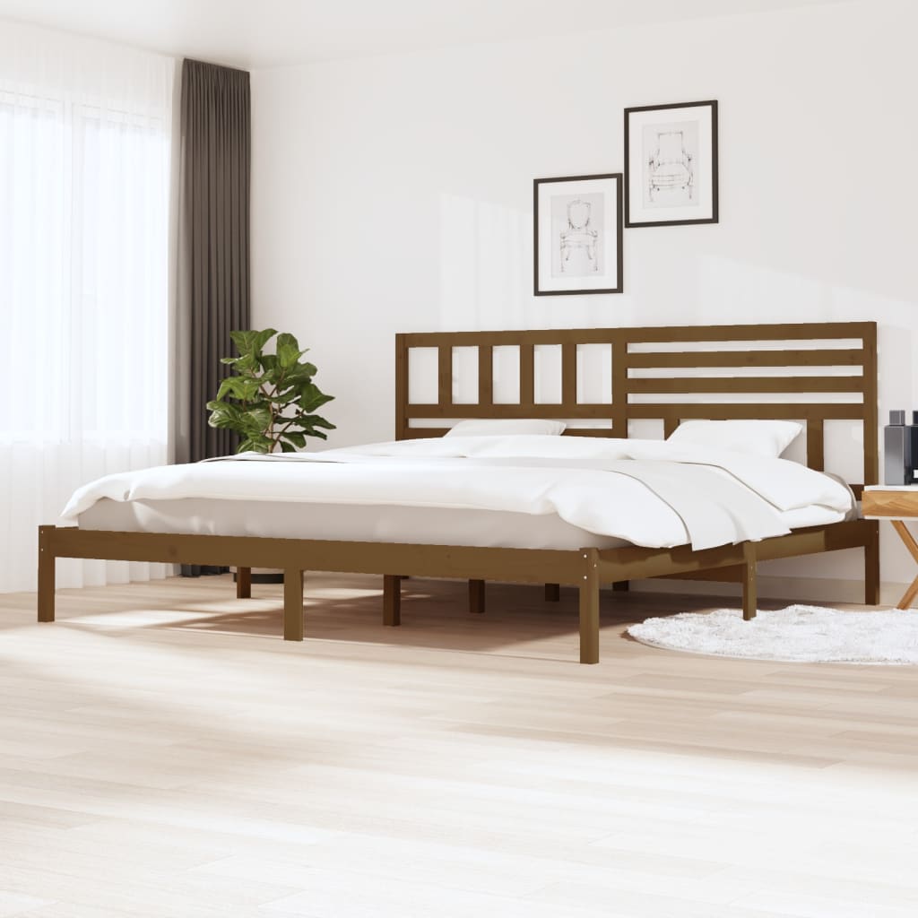 Sengeramme honningbrun heltre furu 200x200 cm