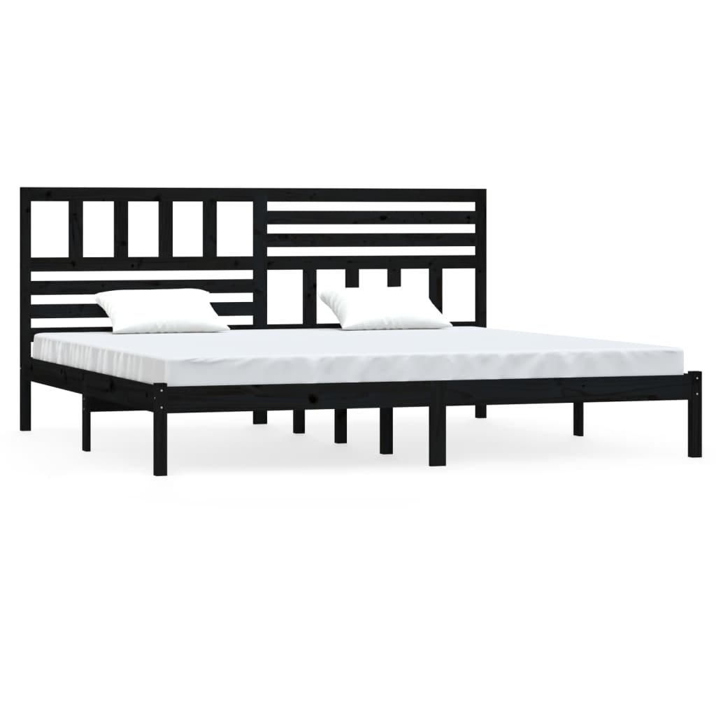 Sengeramme svart heltre furu 200x200 cm