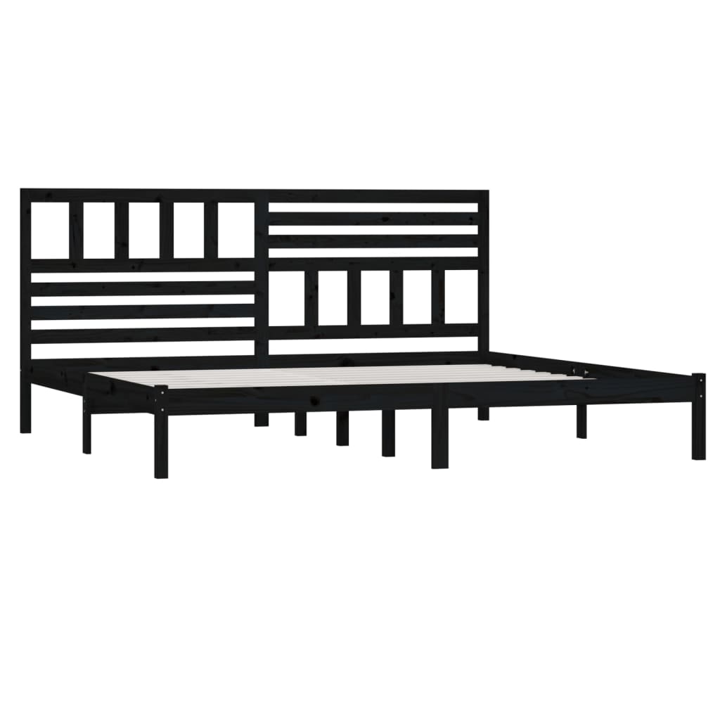 Sengeramme svart heltre furu 200x200 cm
