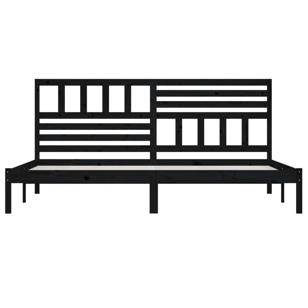Sengeramme svart heltre furu 200x200 cm