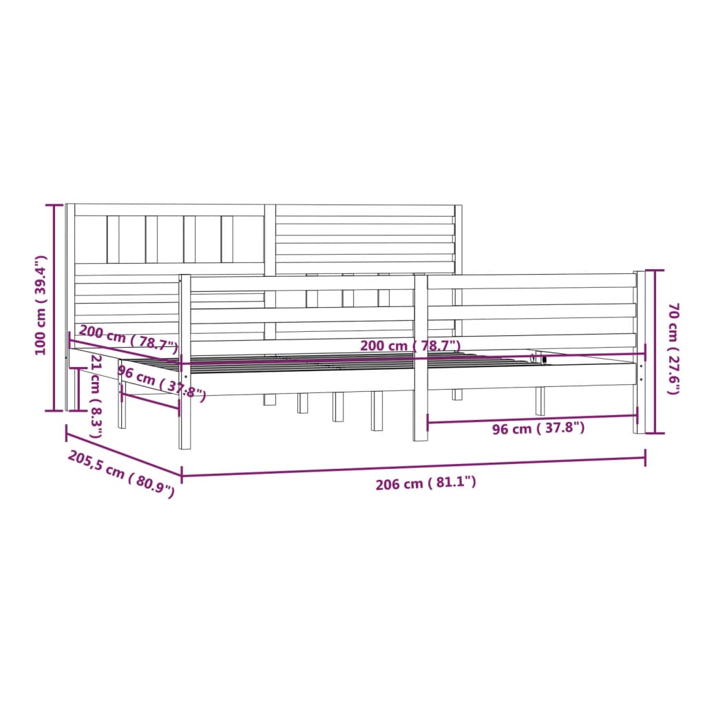 Sengeramme heltre 200x200 cm