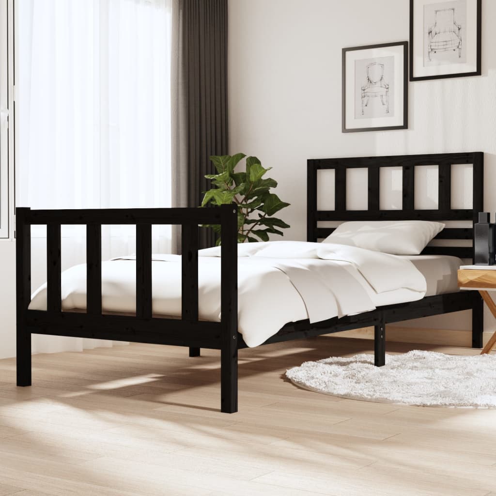 Sengeramme svart heltre 100x200 cm