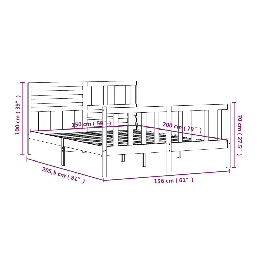 Sengeramme 150x200 cm King Size heltre