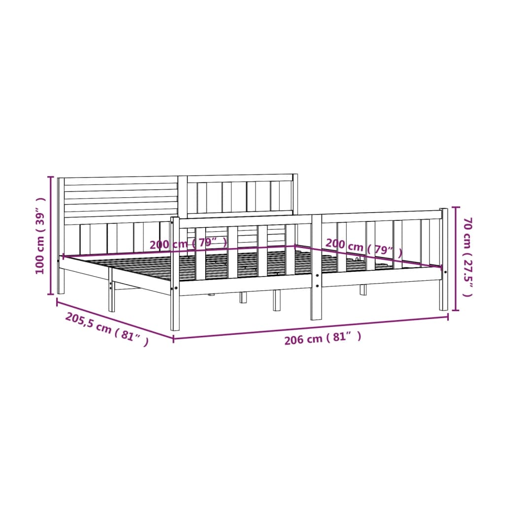 Sengeramme heltre 200x200 cm