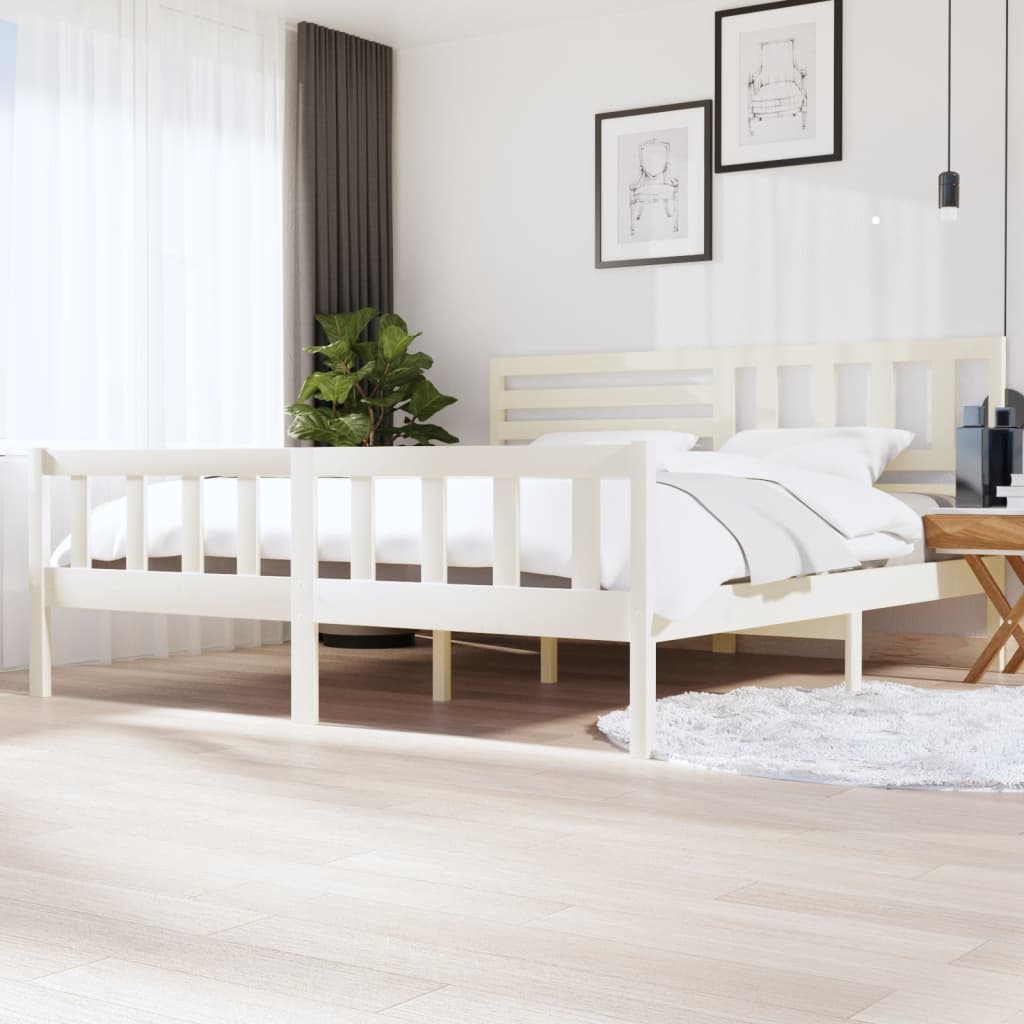 Sengeramme hvit heltre 200x200 cm