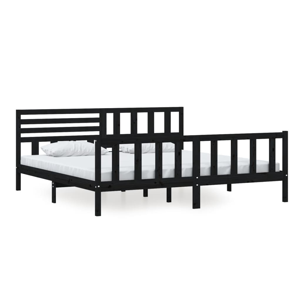 Sengeramme svart heltre 200x200 cm
