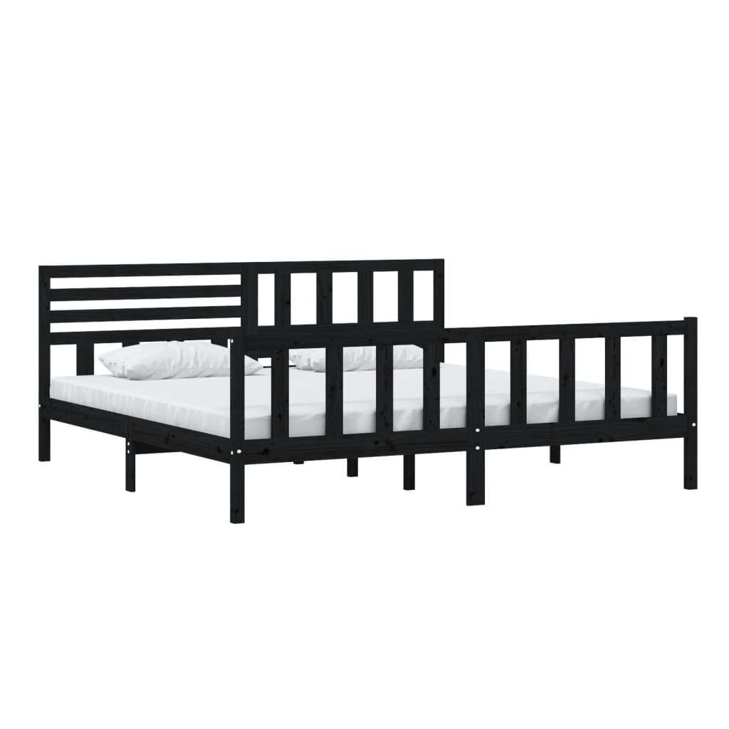 Sengeramme svart heltre 200x200 cm