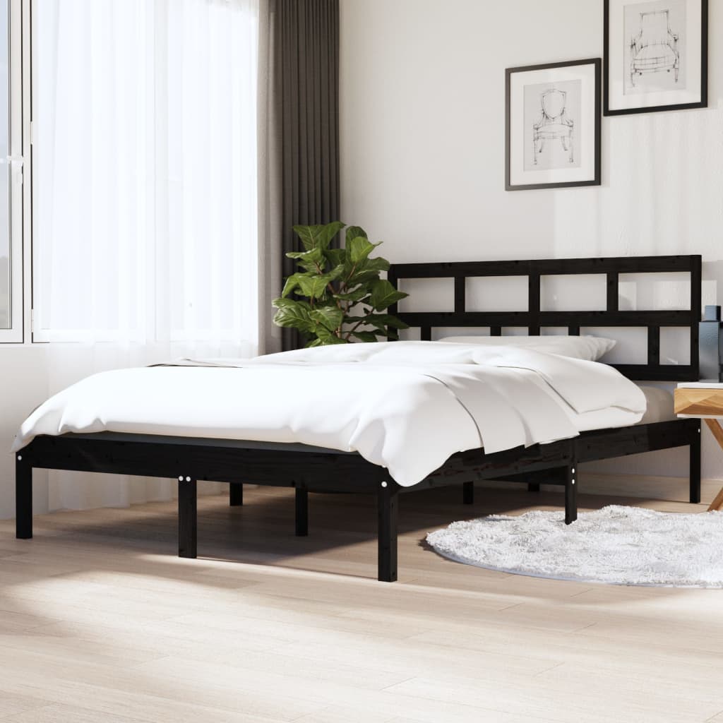 Sengeramme svart heltre furu 140x190 cm