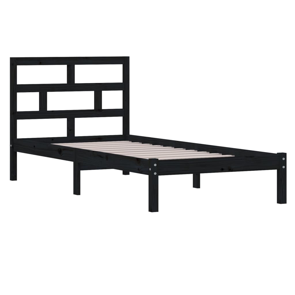 Sengeramme svart heltre furu 100x200 cm