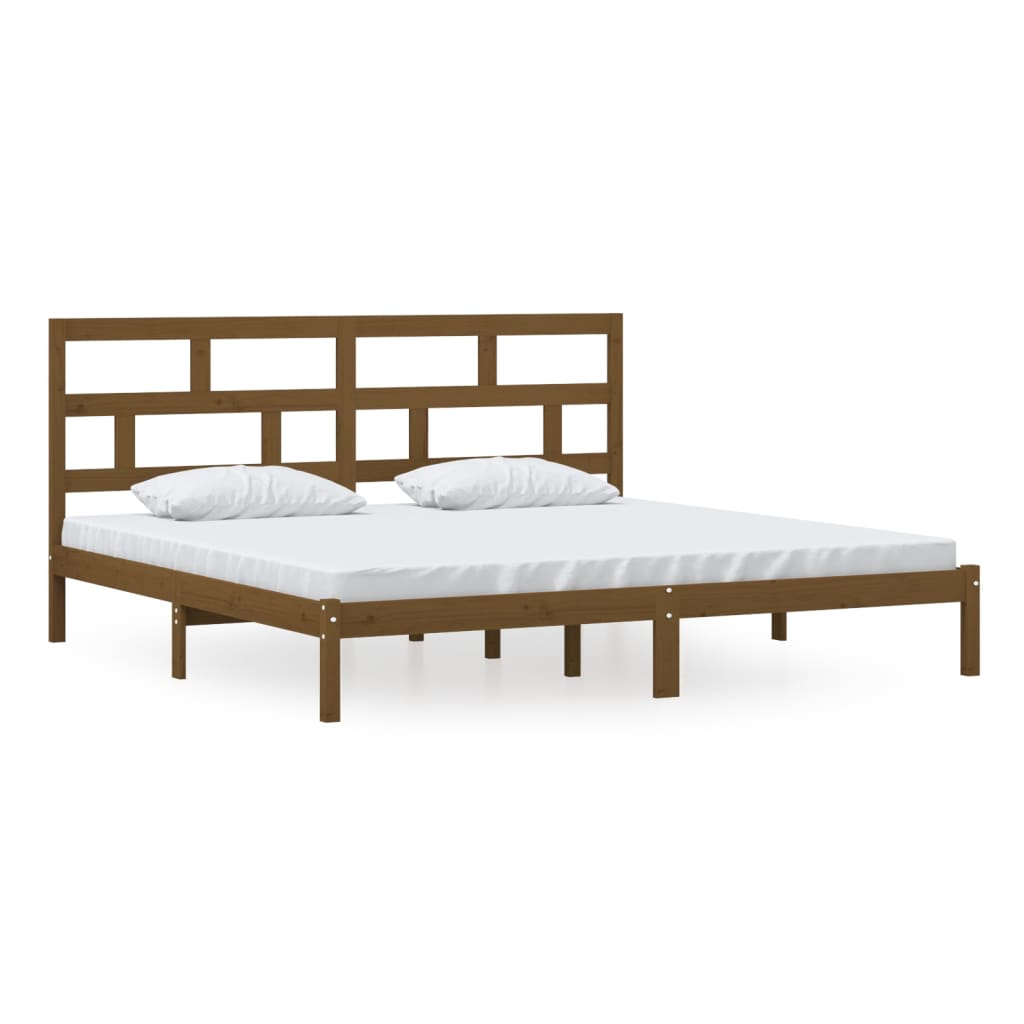Sengeramme honningbrun heltre furu 200x200 cm
