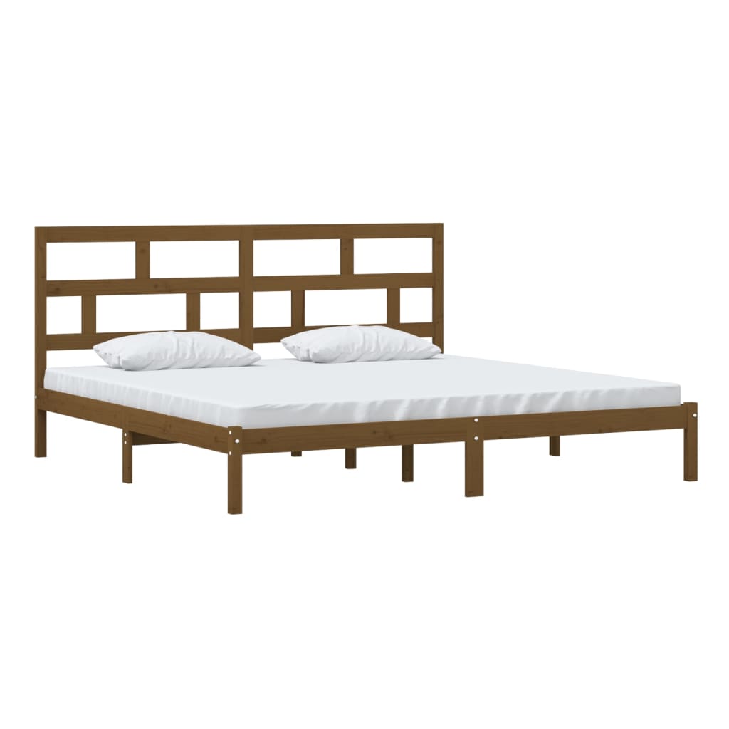 Sengeramme honningbrun heltre furu 200x200 cm