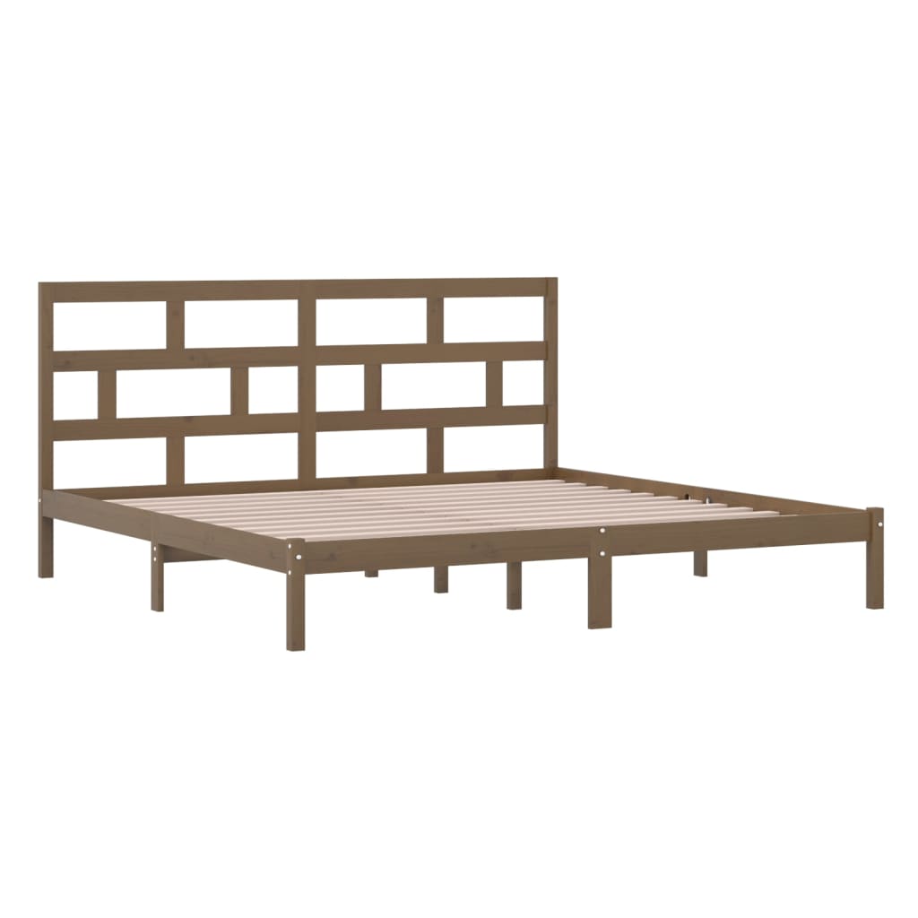 Sengeramme honningbrun heltre furu 200x200 cm