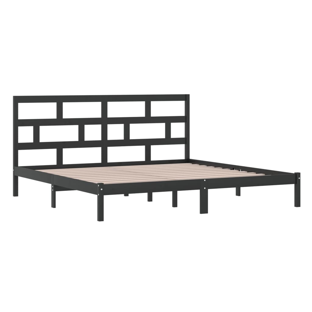 Sengeramme svart heltre furu 200x200 cm