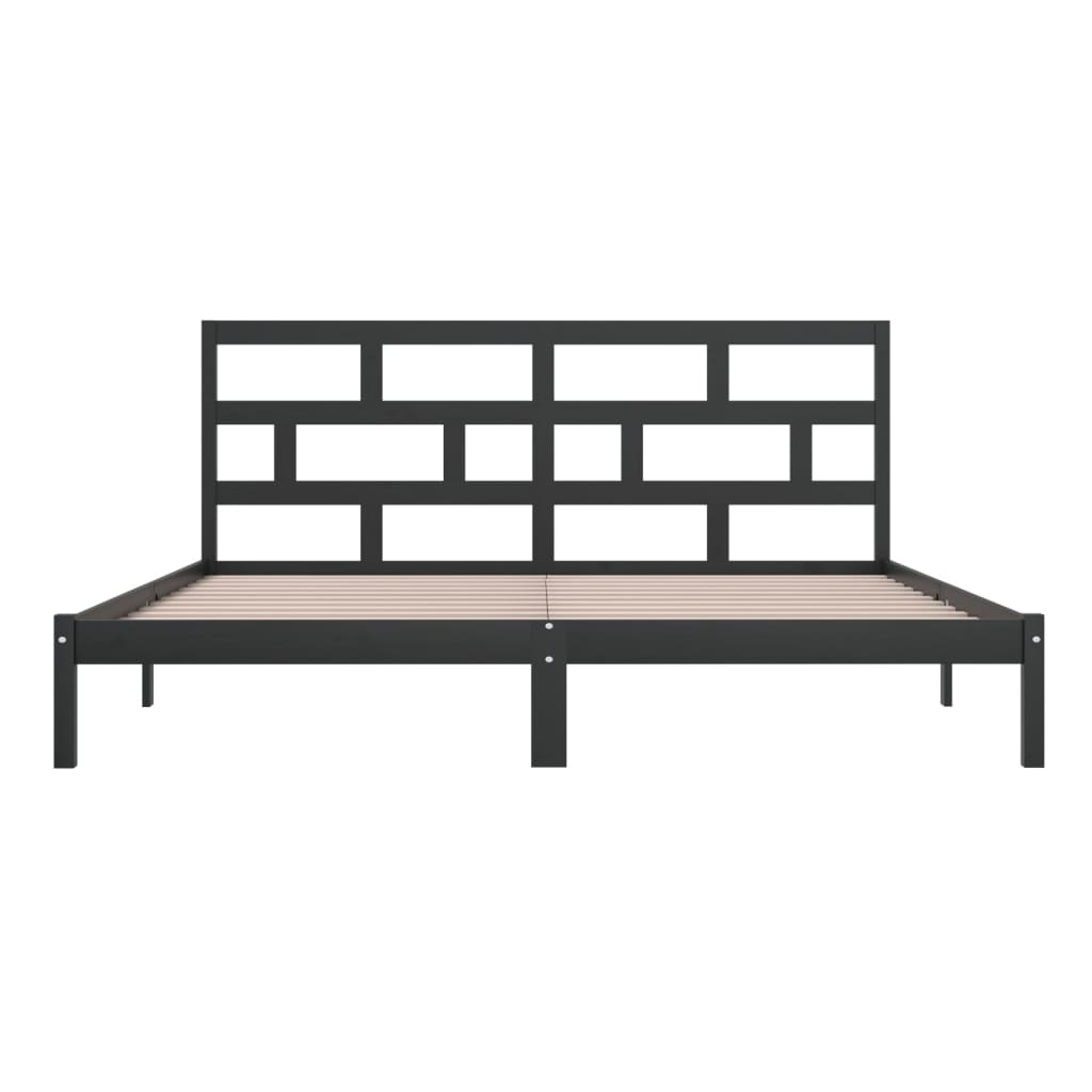 Sengeramme svart heltre furu 200x200 cm