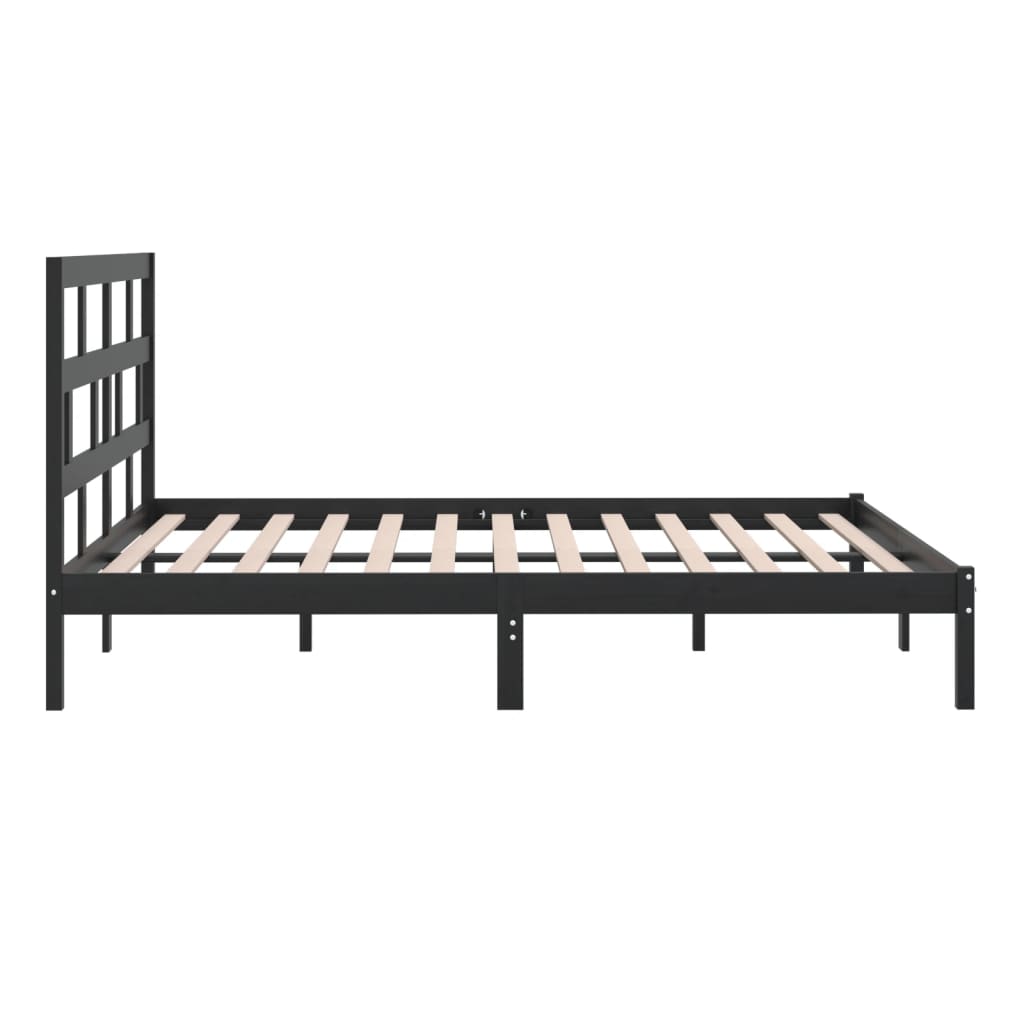 Sengeramme svart heltre furu 200x200 cm