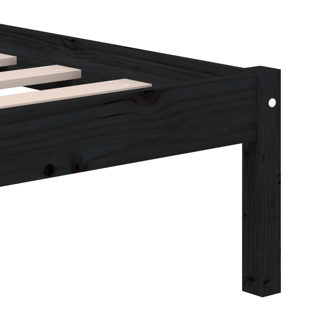 Sengeramme svart heltre furu 200x200 cm