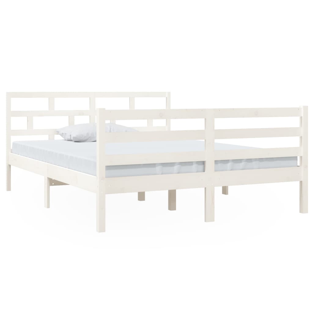 Sengeramme hvit heltre furu 140x190 cm