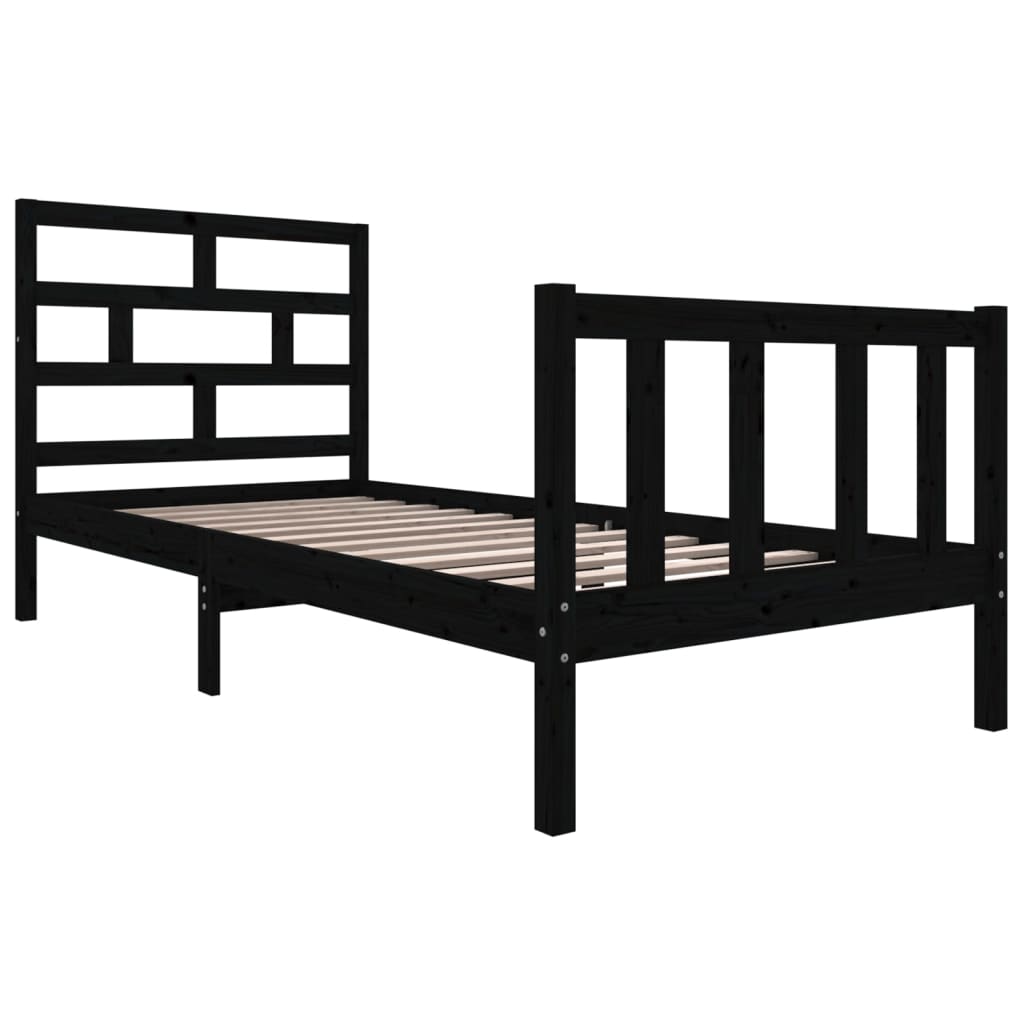 Sengeramme svart heltre furu 100x200 cm