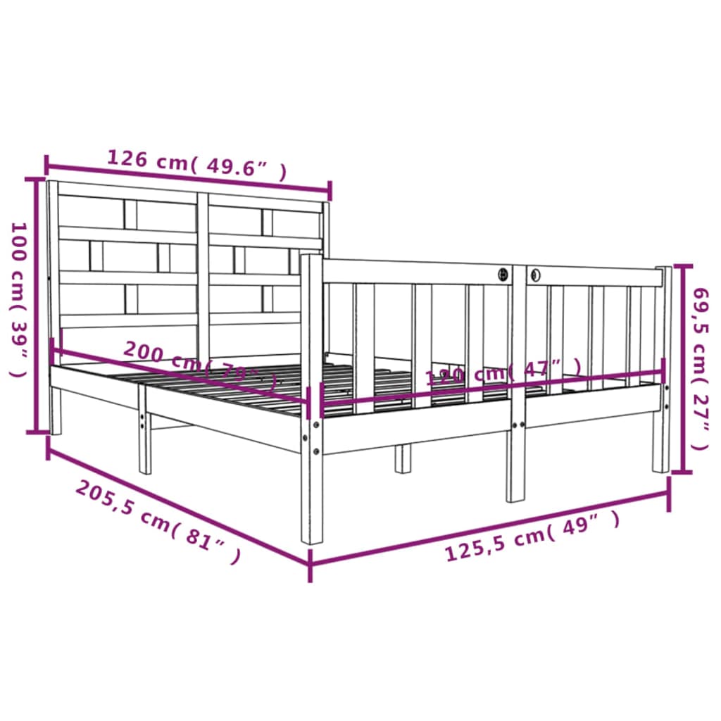 Sengeramme heltre furu 120x200 cm