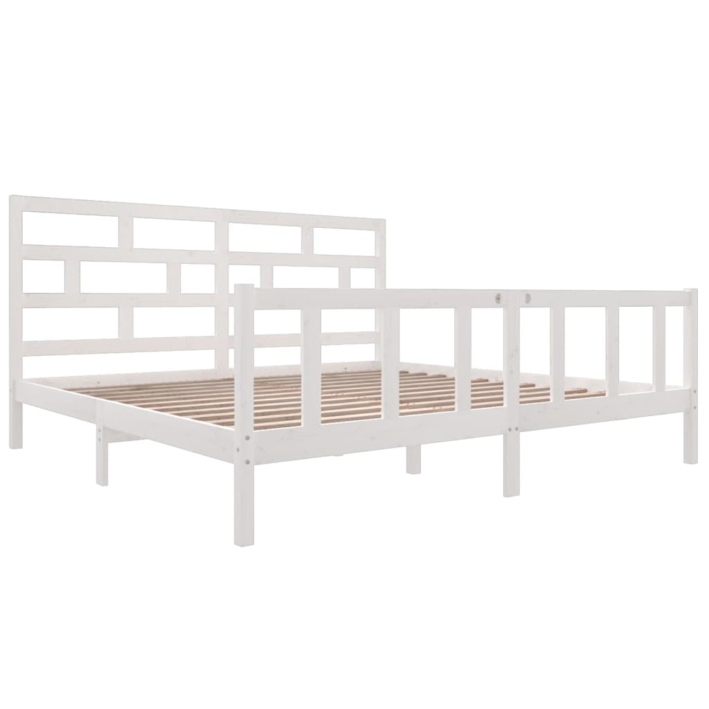 Sengeramme hvit heltre furu 200x200 cm