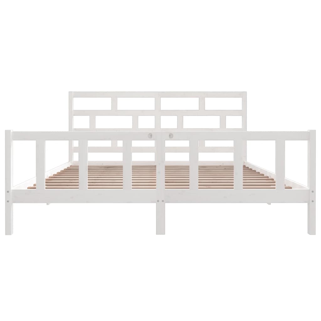Sengeramme hvit heltre furu 200x200 cm