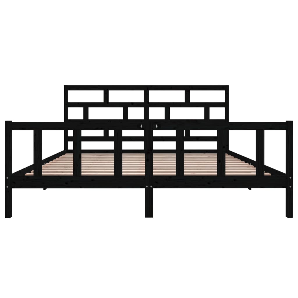 Sengeramme svart heltre furu 200x200 cm