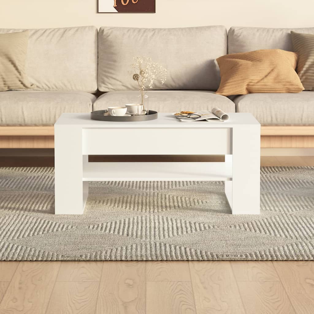 Salongbord hvit 102x55x45 cm konstruert tre