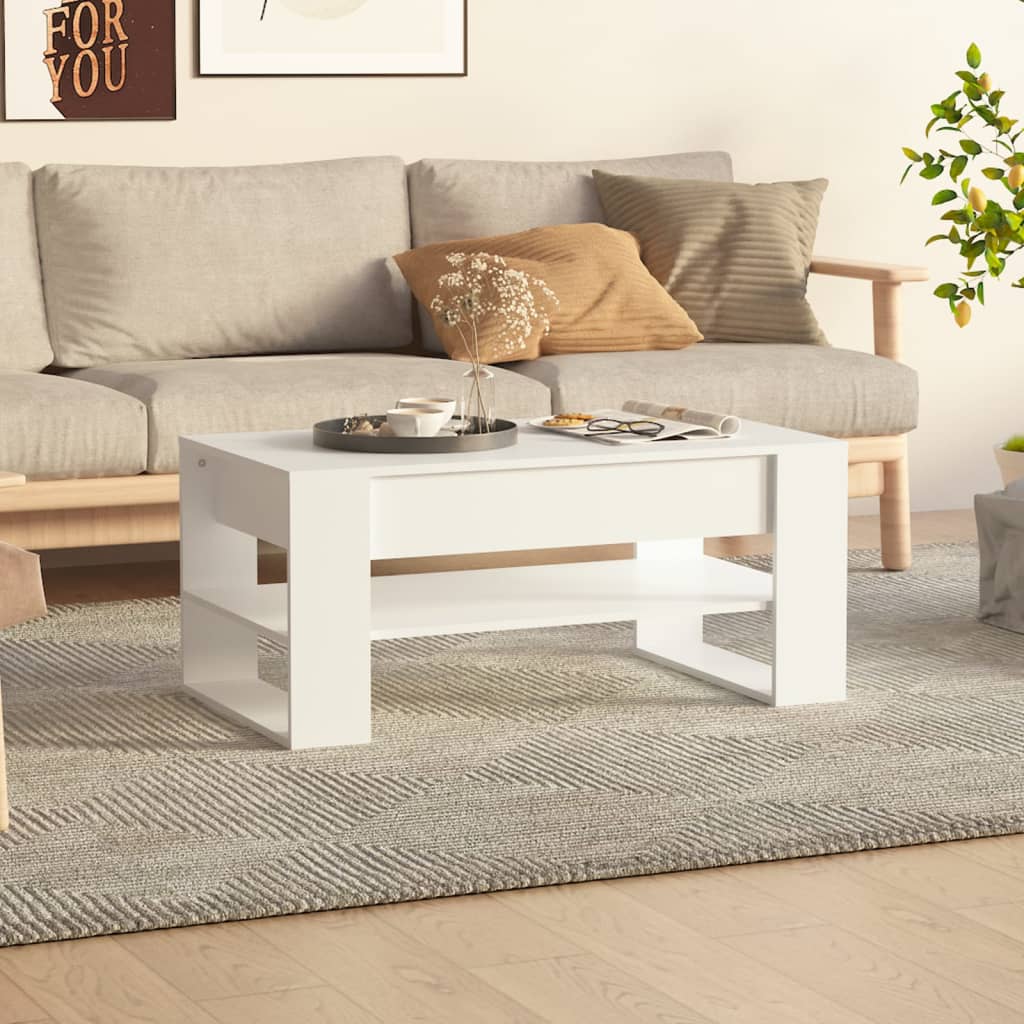 Salongbord hvit 102x55x45 cm konstruert tre