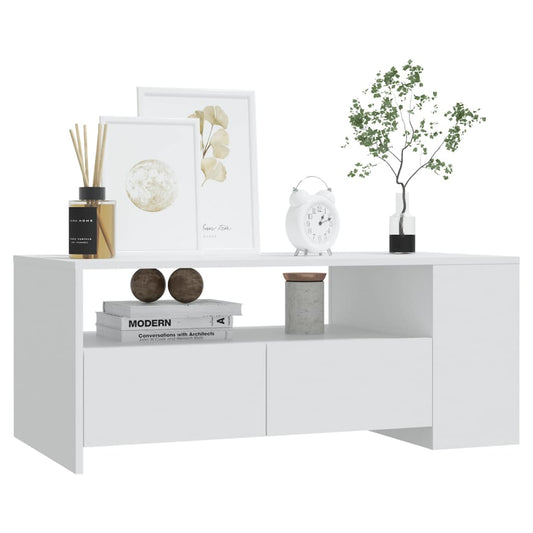 Salongbord hvit 102x55x42 cm konstruert tre