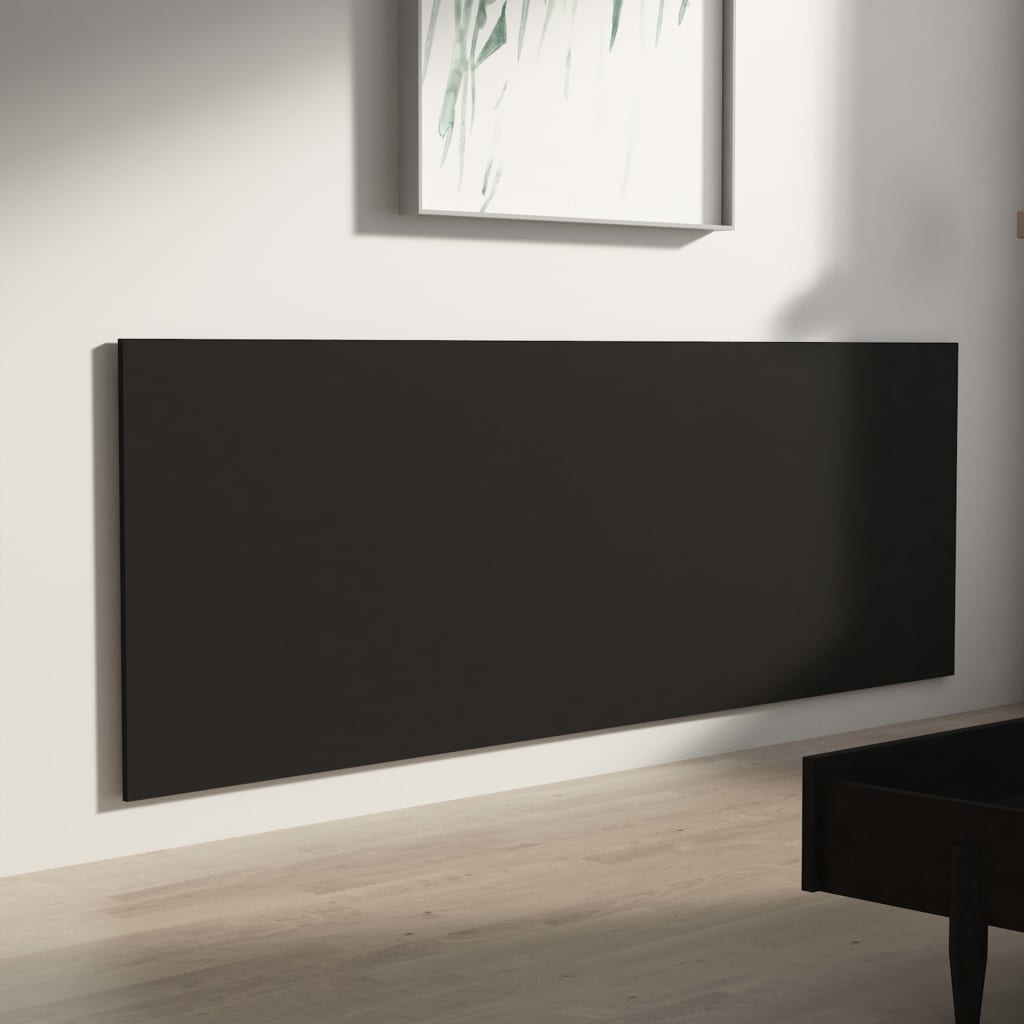 Veggmontert sengegavl svart 240x1,5x80 cm konstruert tre