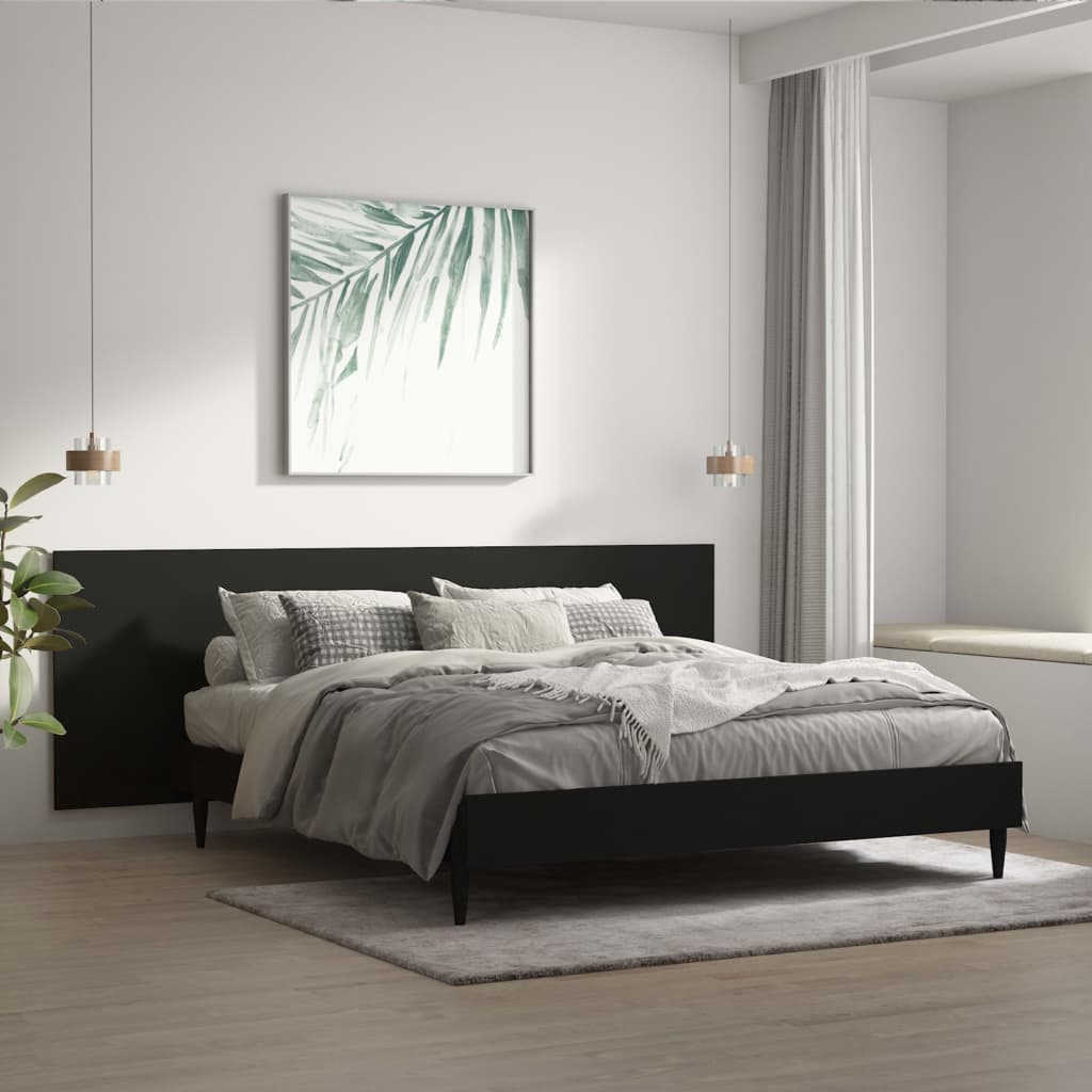 Veggmontert sengegavl svart 240x1,5x80 cm konstruert tre