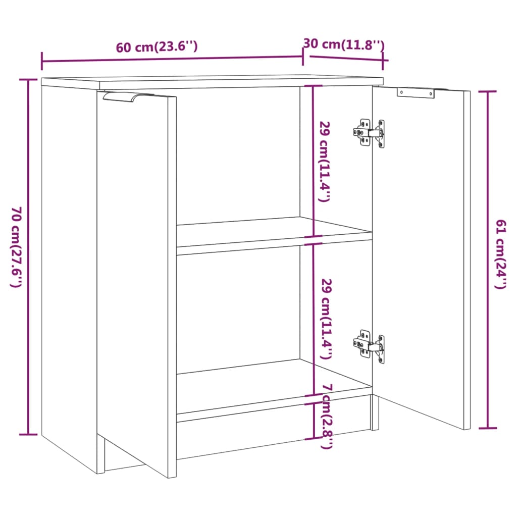 Skjenk betonggrå 60x30x70 cm konstruert tre