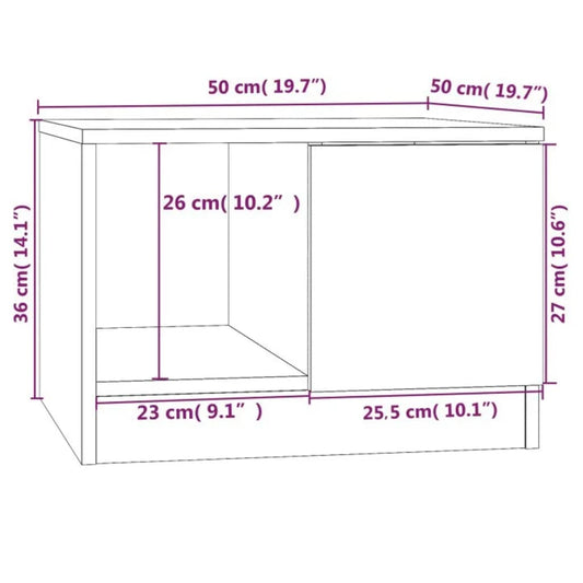 Salongbord hvit 50x50x36 cm konstruert tre