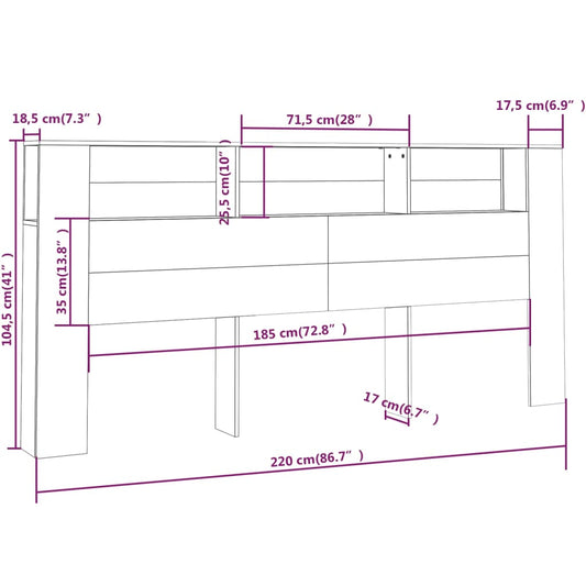 Sengegavlskap sonoma eik 220x18,5x104,5 cm