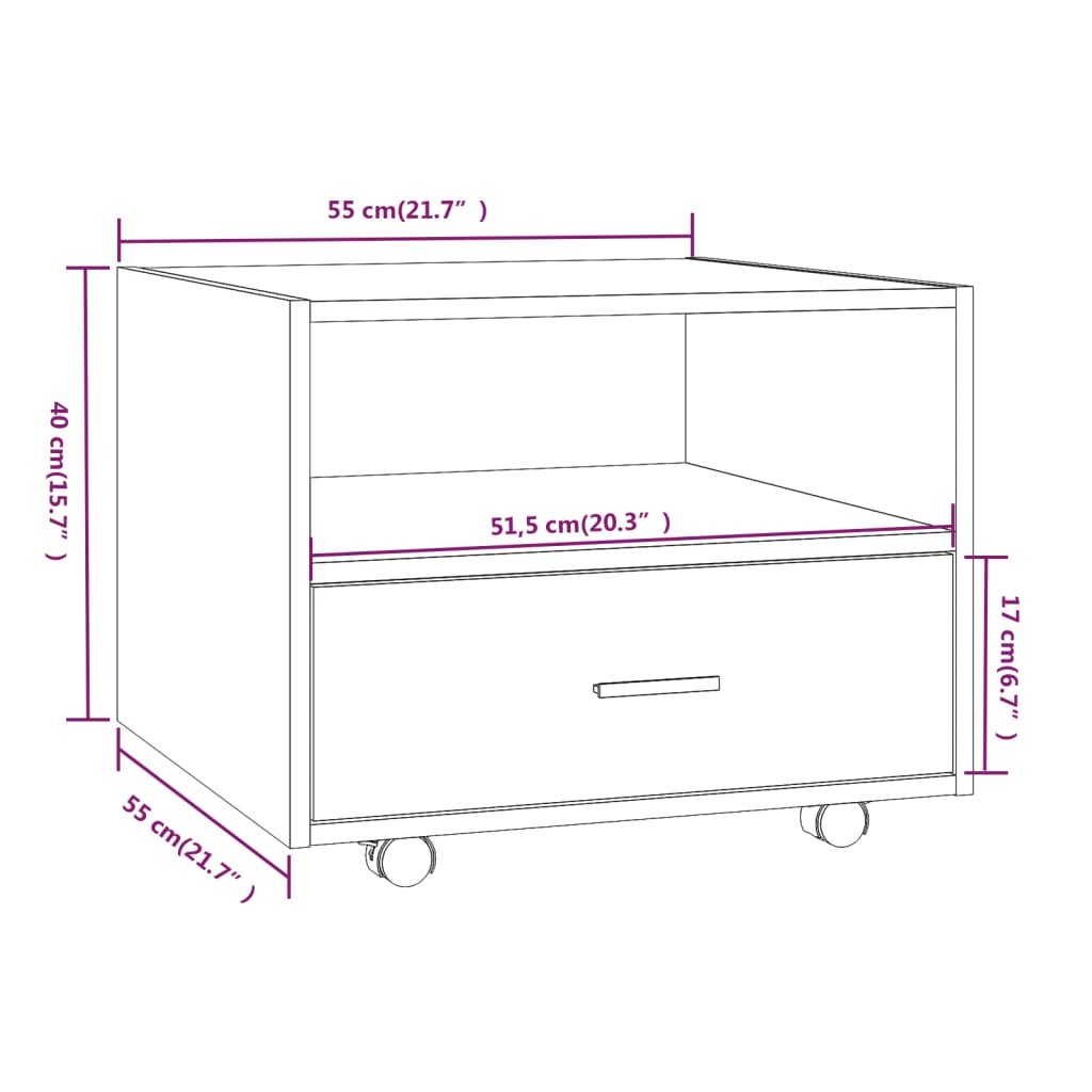 Salongbord røkt eik 55x55x40 cm konstruert tre