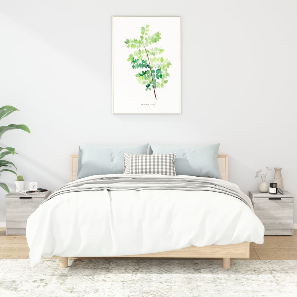 Nattbord 2 stk grå sonoma 40x39x40 cm