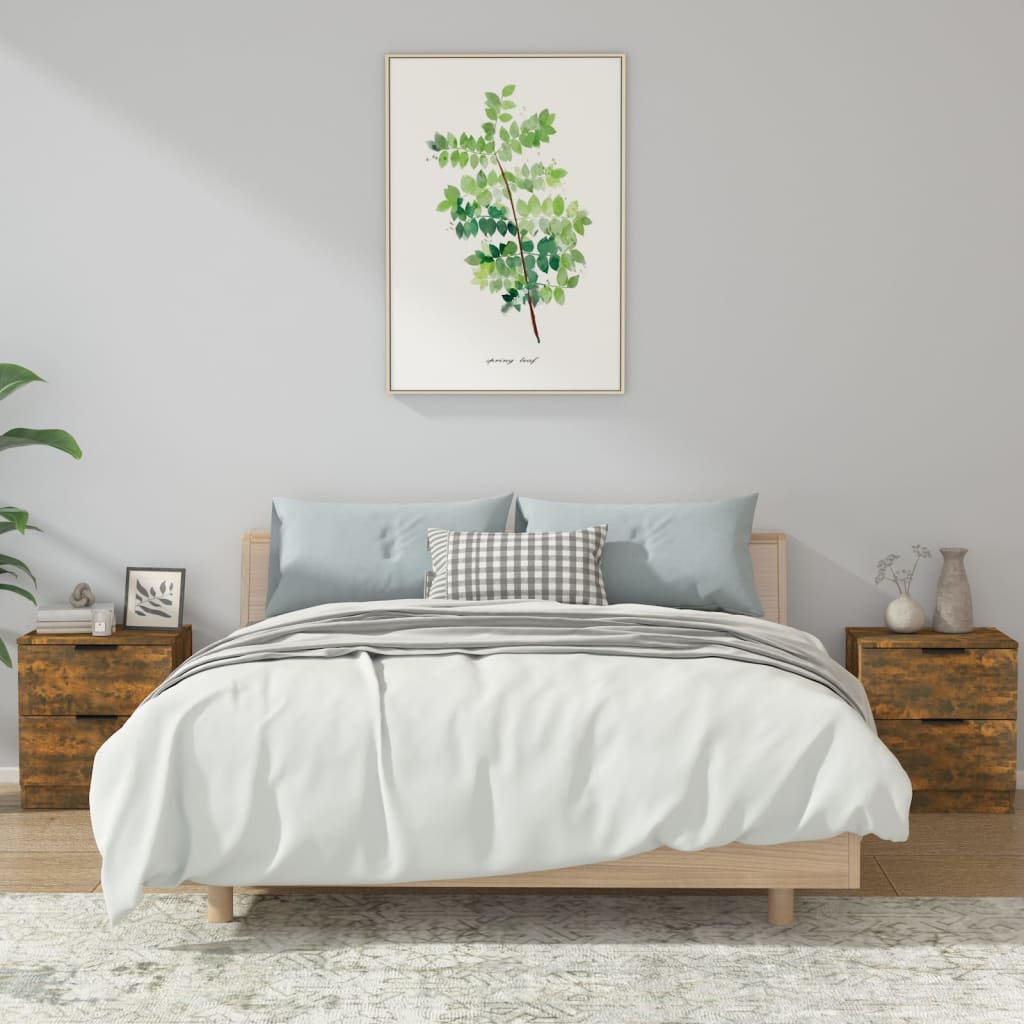 Nattbord 2 stk røkt eik konstruert tre