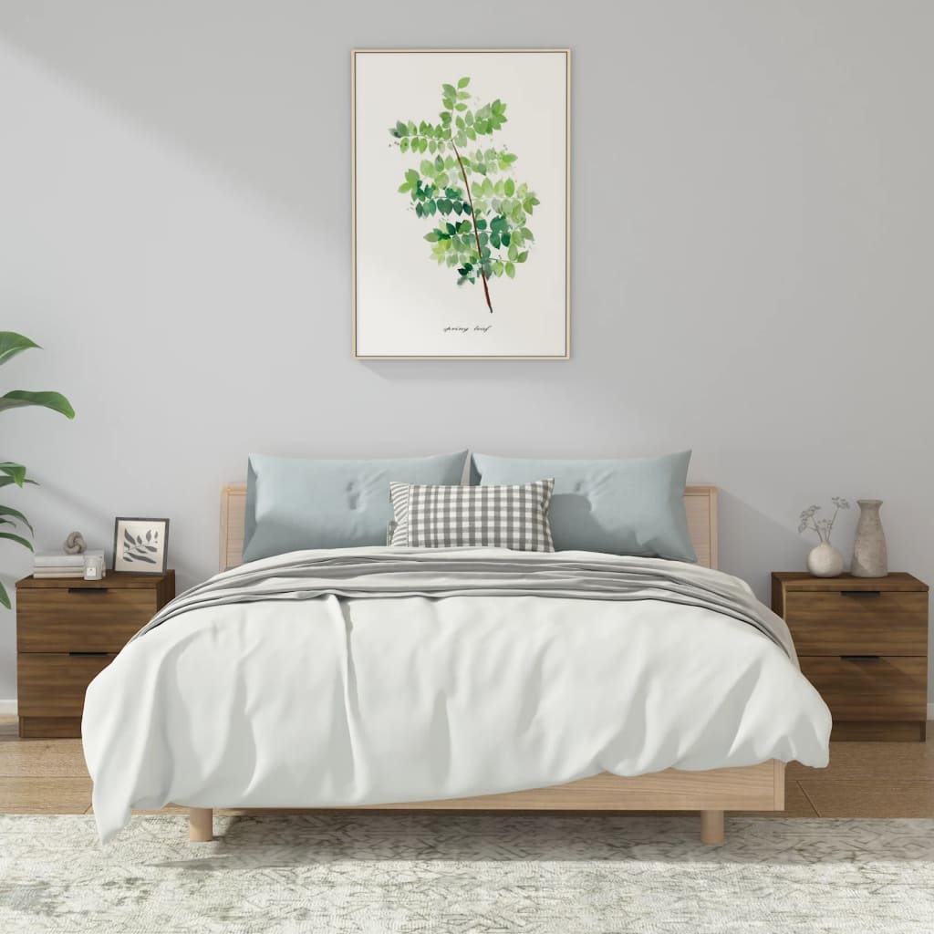 Nattbord 2 stk brun eik konstruert tre