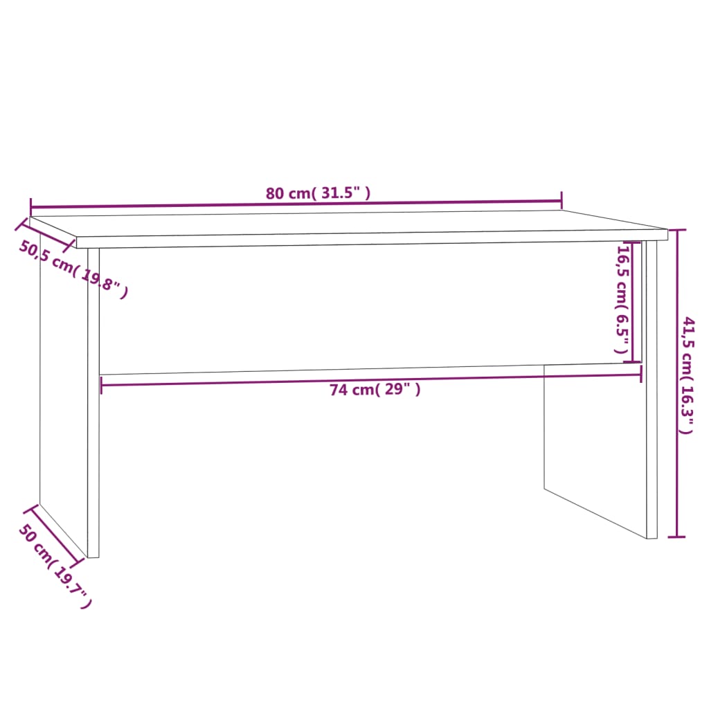Salongbord sonoma eik 80x50,5x41,5 cm konstruert tre