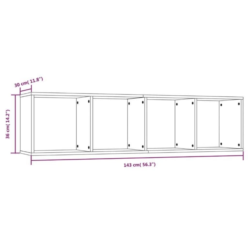 Bokhylle/TV-benk brun eik 143x30x36 cm konstruert tre