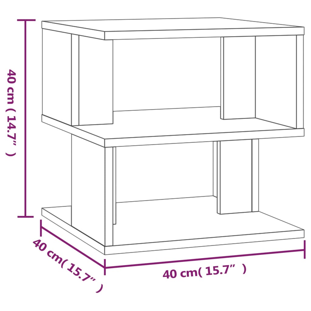 Sidebord brun eik 40x40x40 cm konstruert tre