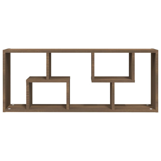 Vegghylle brun eik 36x16x90 cm konstruert tre