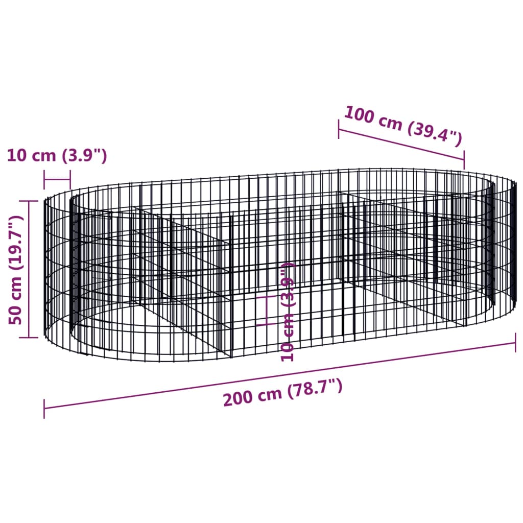 Gabion høybed galvanisert jern 200x100x50 cm