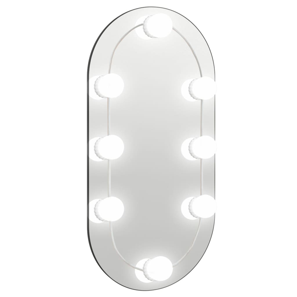 Speil med LED-lys 40x20 cm glass oval