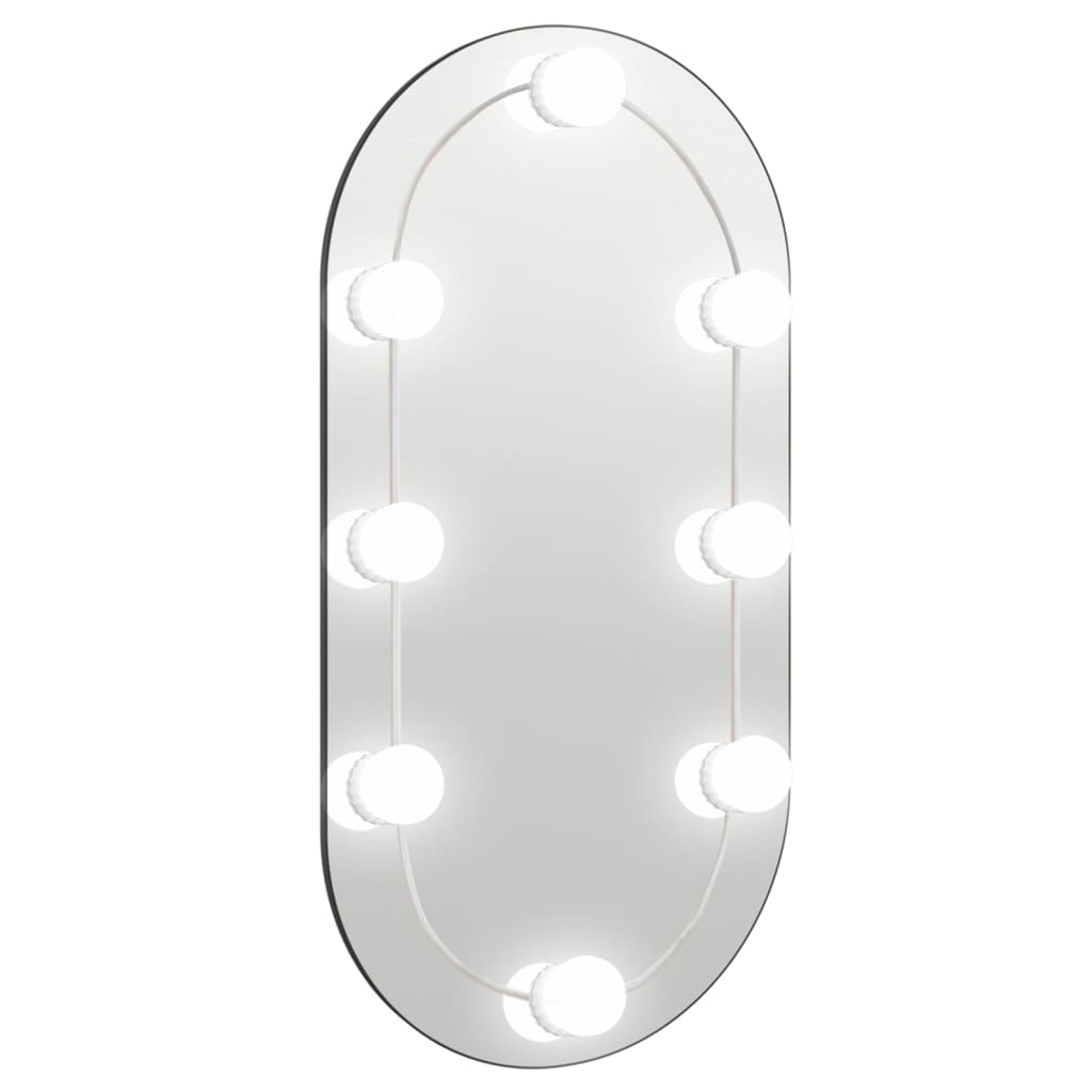 Speil med LED-lys 60x30 cm glass oval