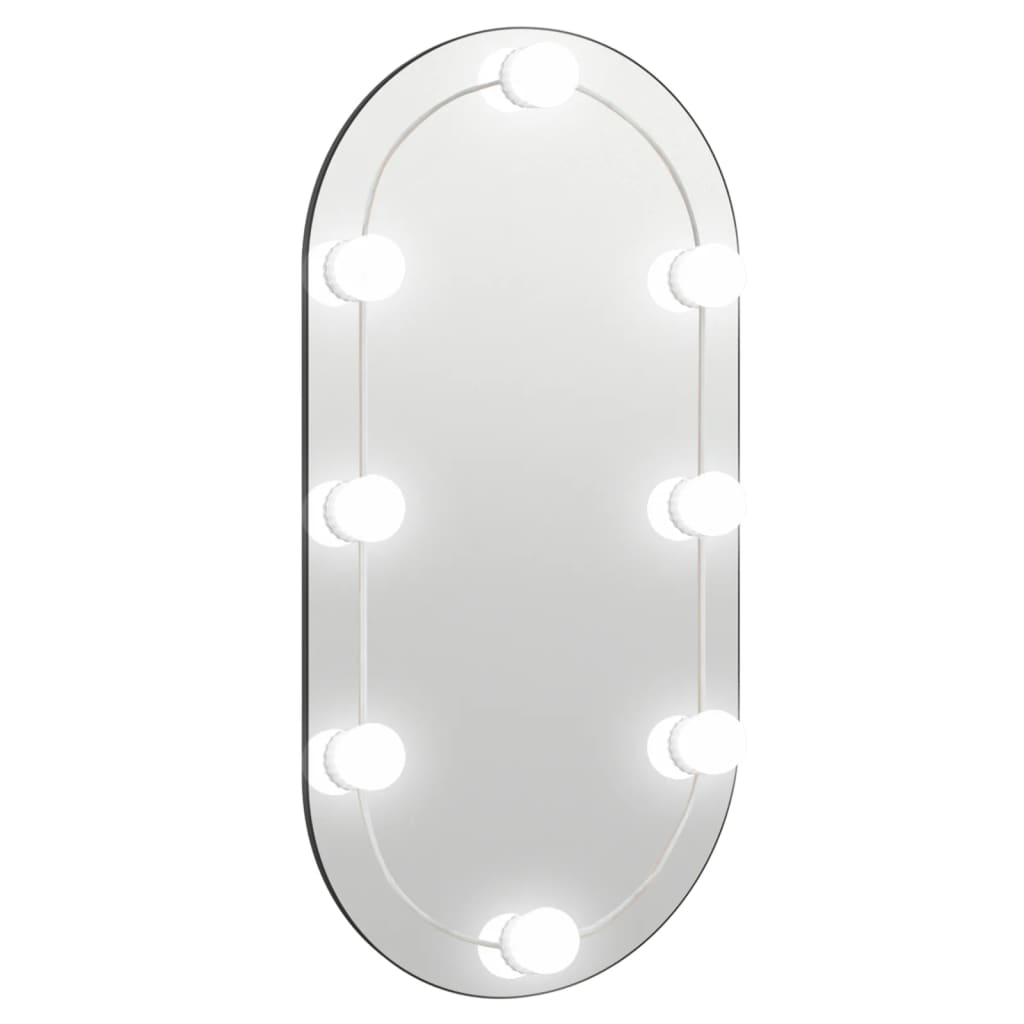 Speil med LED-lys 80x40 cm glass oval